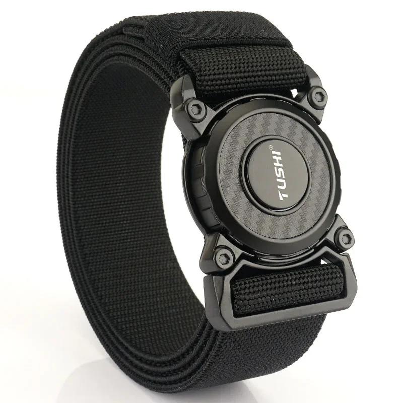 2023 Rotary Metal Pluggable Buckle Belts for Men Wear-resistant Nylon Tactical Belt Multifunctional Outdoor Work Bel